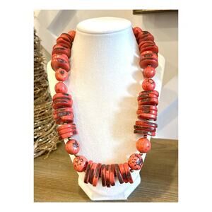 Handmade Tagua Nut Necklace - Eco-Friendly Artisan Jewelry-Pink-18”